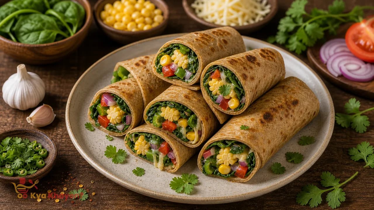 Whole Wheat Spinach Corn Rolls