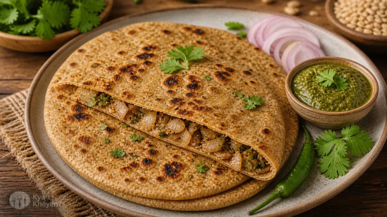 Onion Stuffed Wheat Bran Chapati (70% Whole Wheat Flour + 30% Wheat Bran)