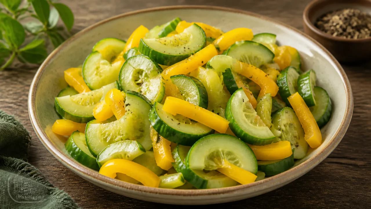 Steamed Cucumber Bell Pepper Salad