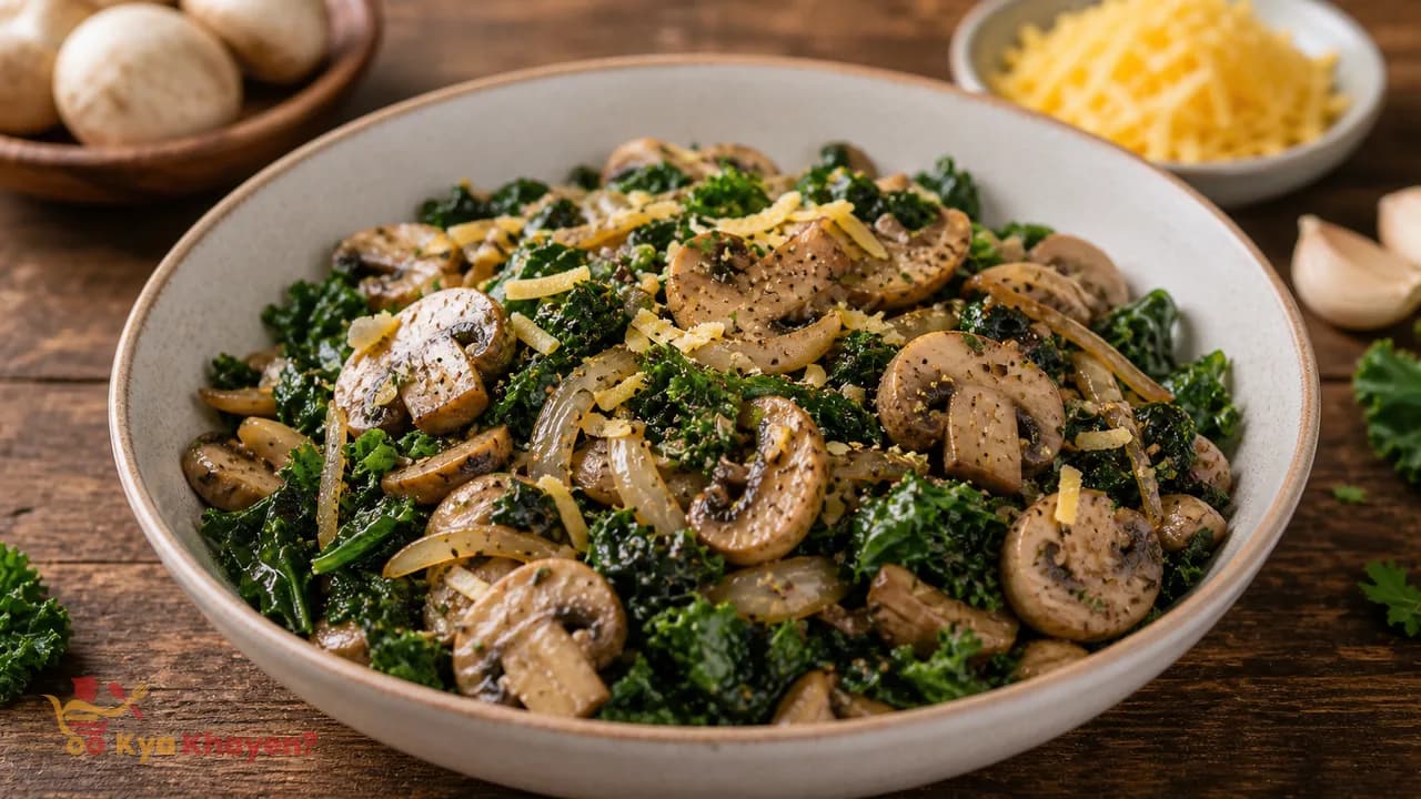 Mushrooms with Wilted Kale