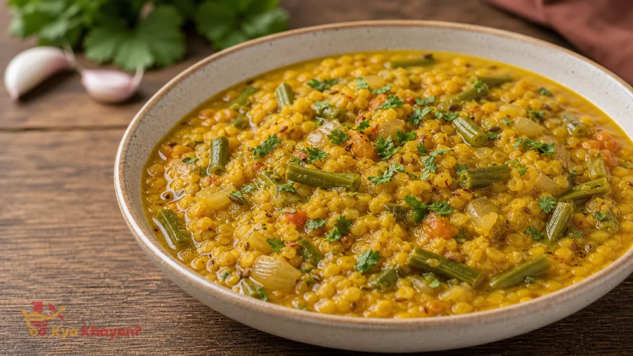 Yellow Moong Dal Cooked (With Onions and Beans)