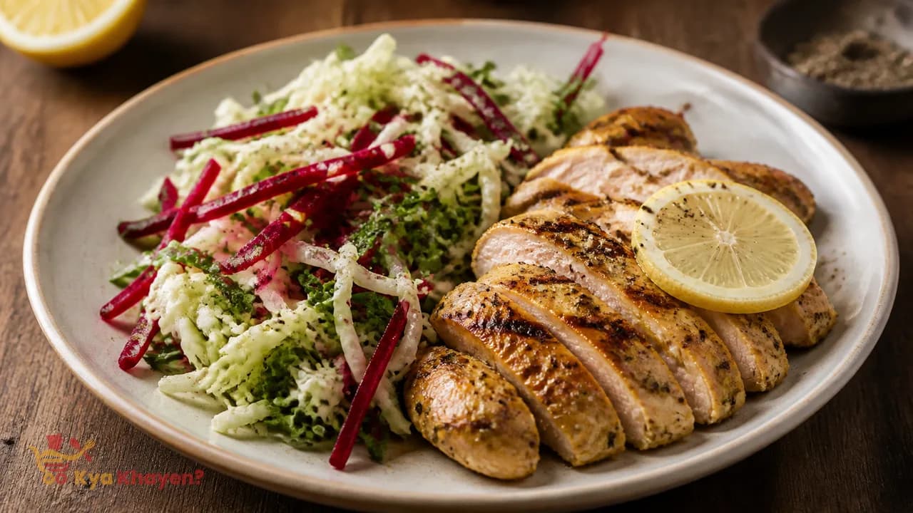 Lemon Chicken with Grated Greens
