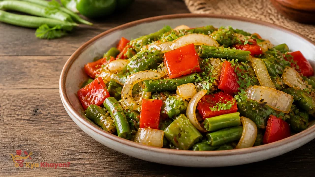 Stir Fried Onion, Beans and Bell Peppers