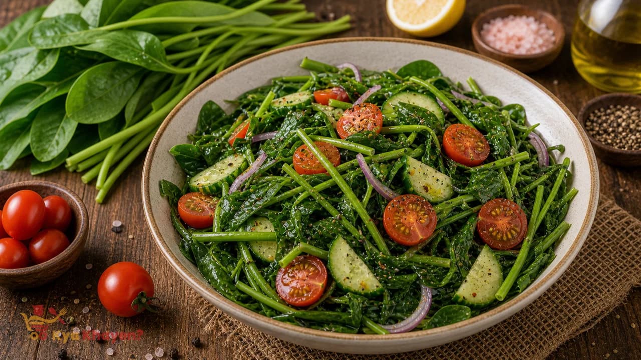 Water Spinach Salad with Cherry Tomatoes