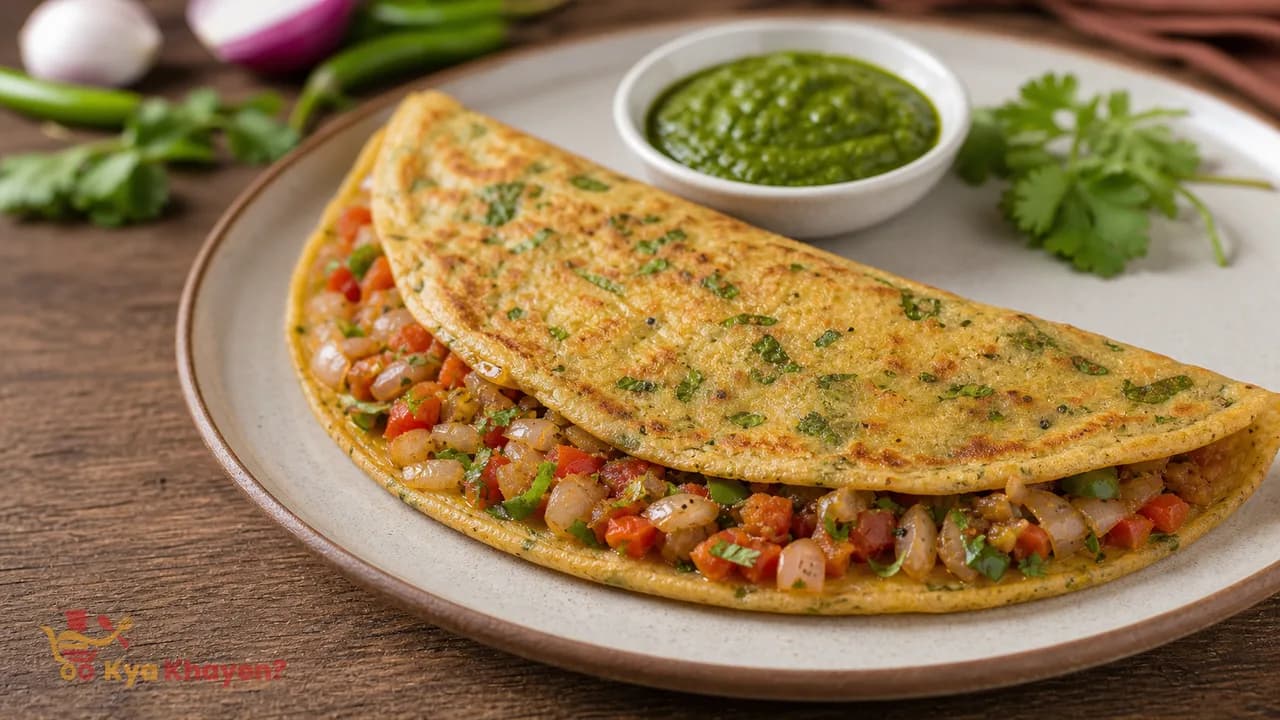 Wheat Cheela Stuffed with Onion and Tomatoes