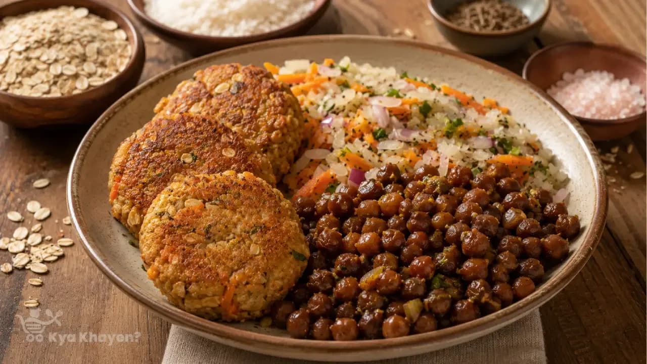 Healthy Oats Poha Cutlets with Kala Channa