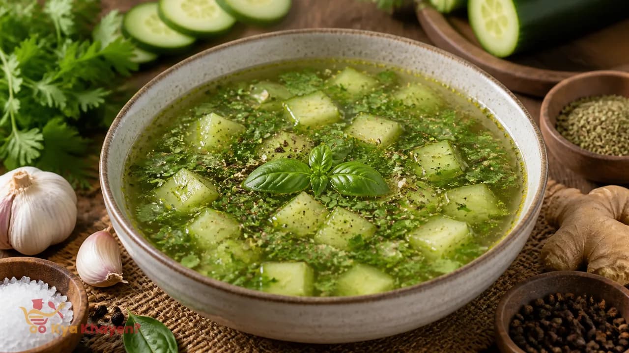Clear Cucumber Soup with Herbs