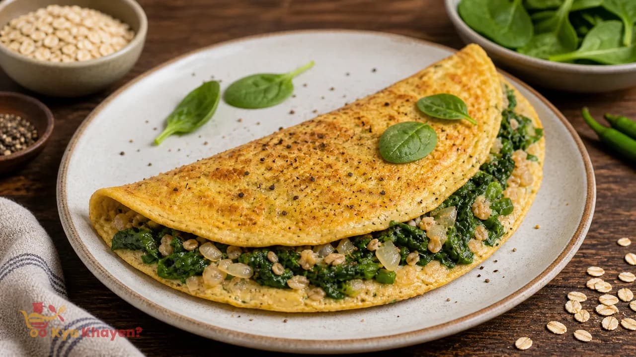 Oats Omlet with Baby Spinach