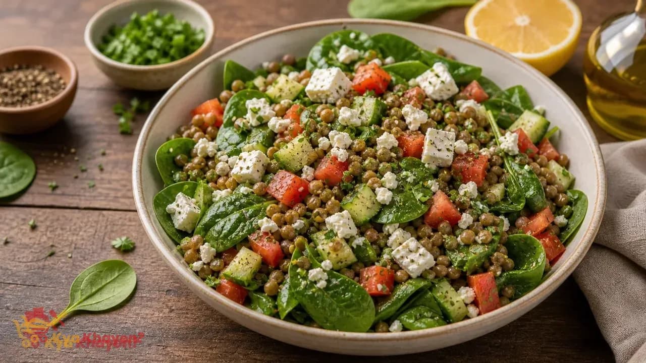 Lentil Salad with Feta and Spinach