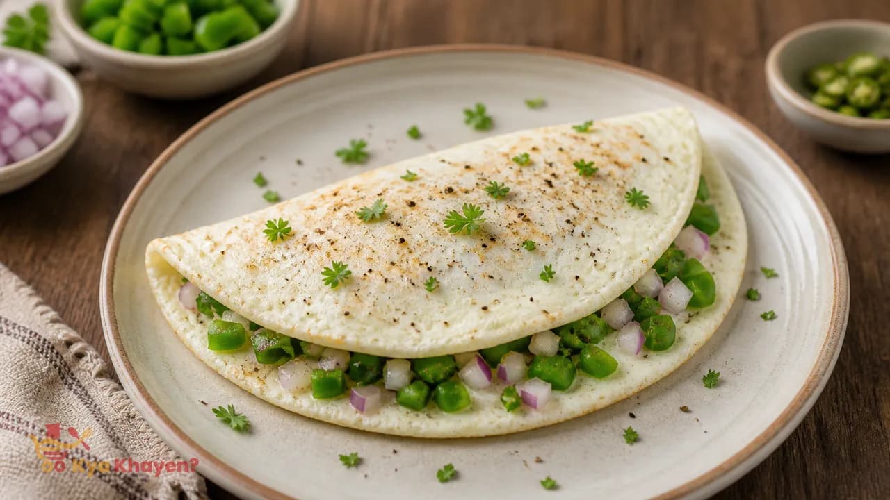 Egg White Omelette Stuffed with Onion and Capsicum