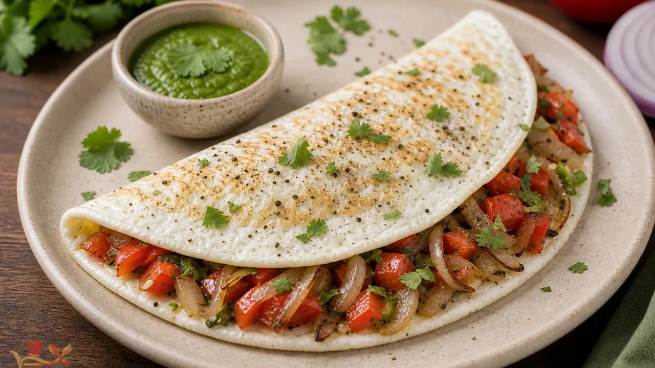 2 Egg Whites Omelette Stuffed with Bell Peppers and Onions