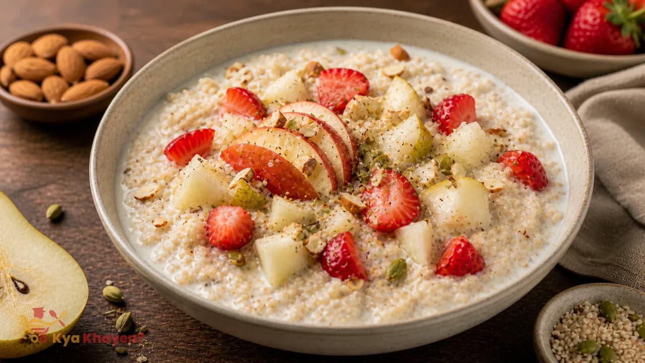 Broken Wheat Porridge in Milk (Add Apple, Pear, Strawberries)