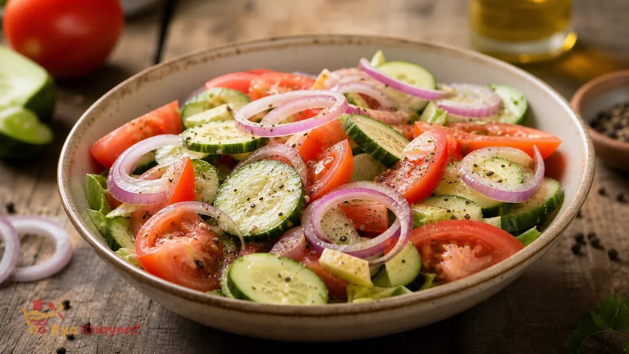 Mixed Vegetable Salad with Cucumber, Tomatoes and Onions