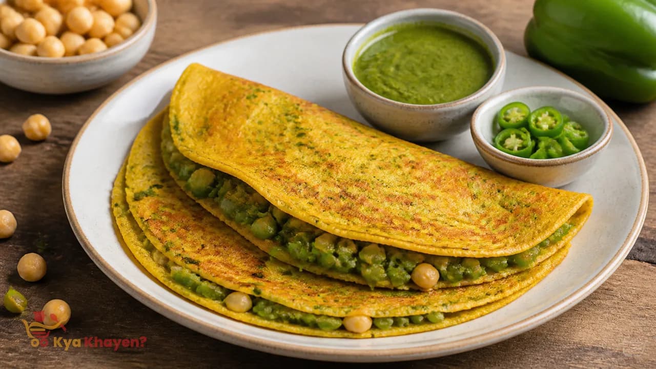 Besan Cheela Stuffed with Capsicum