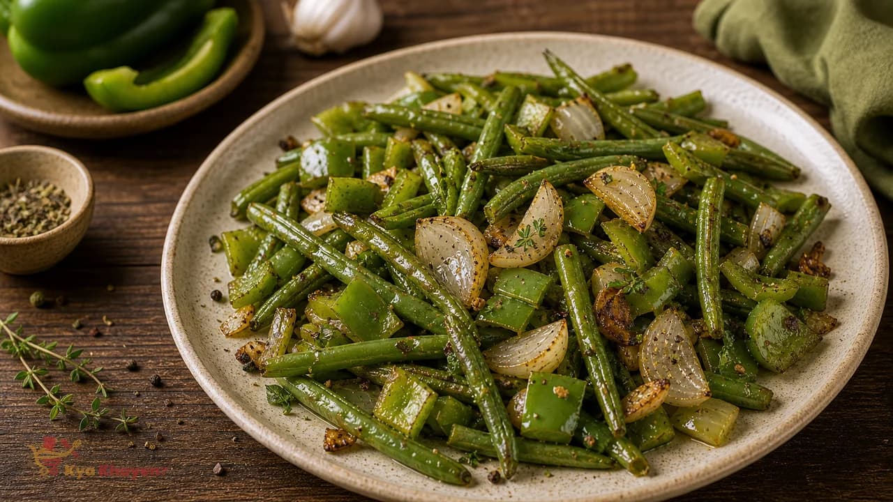Baked Green Beans and Capsicum