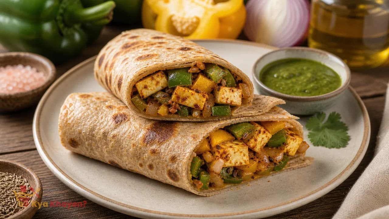 Paneer Capsicum-Bell Pepper Whole Wheat Wrap