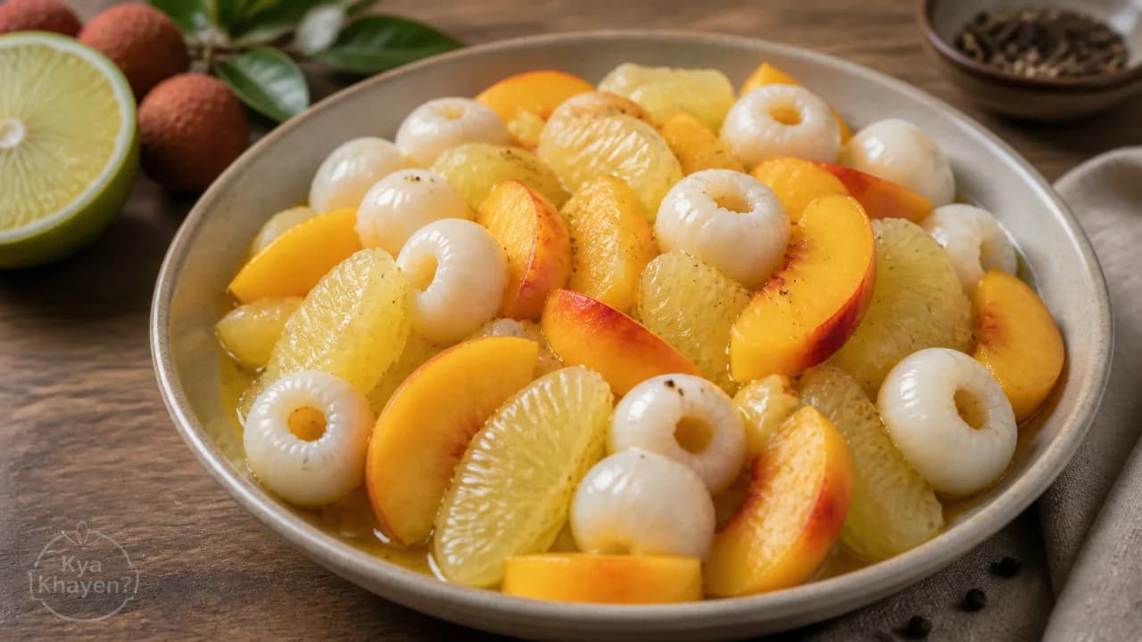 Steamed Fruit Salad (Mausambi, Litchi, Peach)