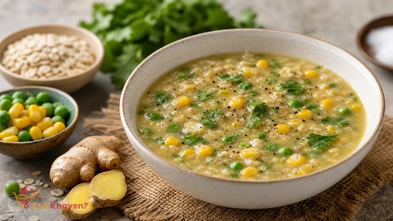 Oat Peas Soup with Corn Kernels