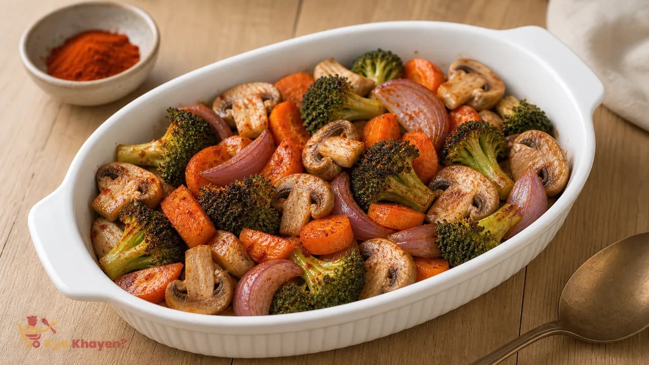 Baked Vegetables (Mushrooms, Carrot, Broccoli, Onion)