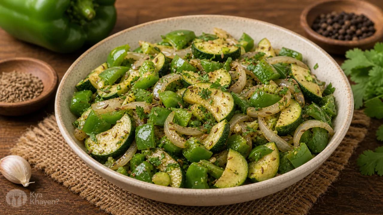 Saute Capsicum and Zucchini