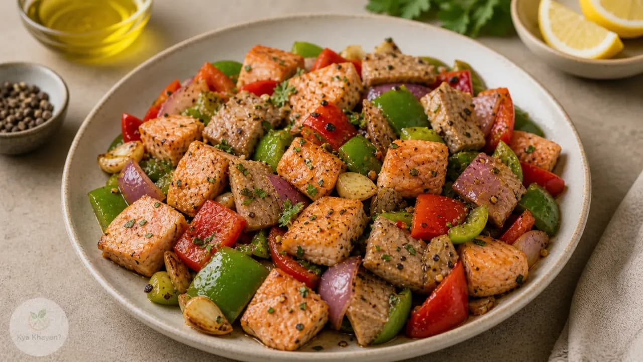 Spiced Salmon and Tuna Stir-Fry with Vegetables
