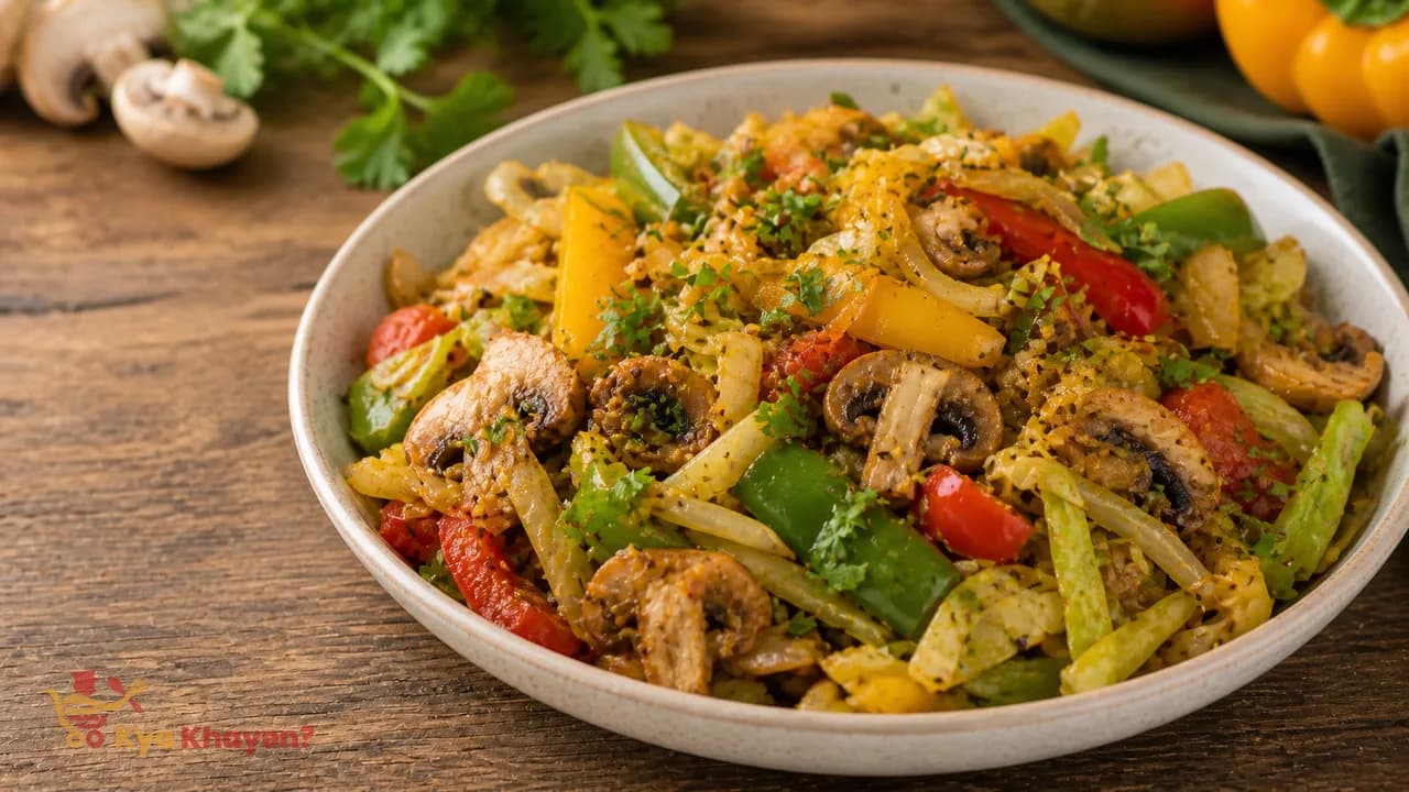 Stir Fry Vegetables (Cabbage, Mushrooms, Capsicum, Yellow Bell Peppers)