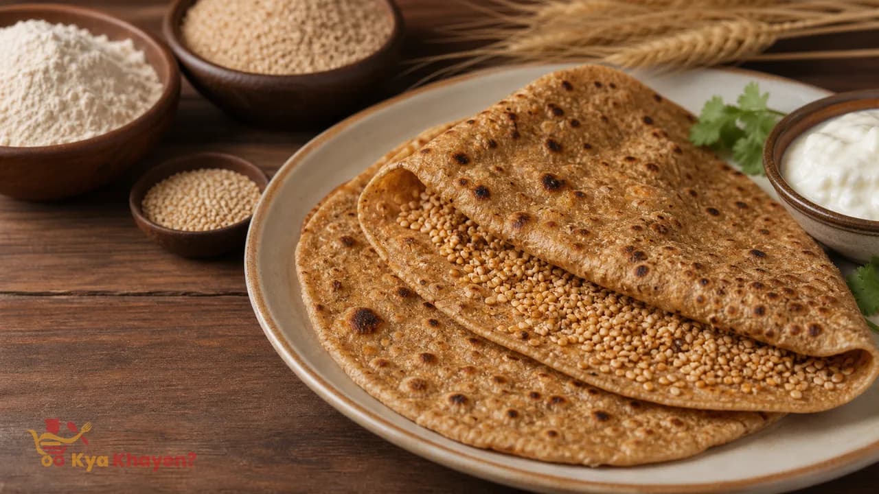 Sesame Seeds Stuffed Wheat Bran Chapati (70% Whole Wheat Flour + 30% Wheat Bran)