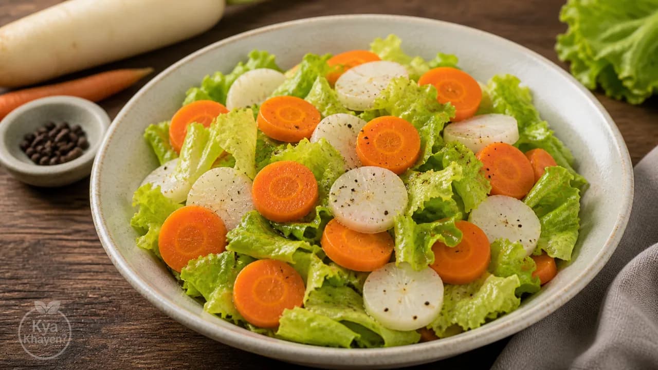 Steamed Radish and Carrot Lettuce Salad