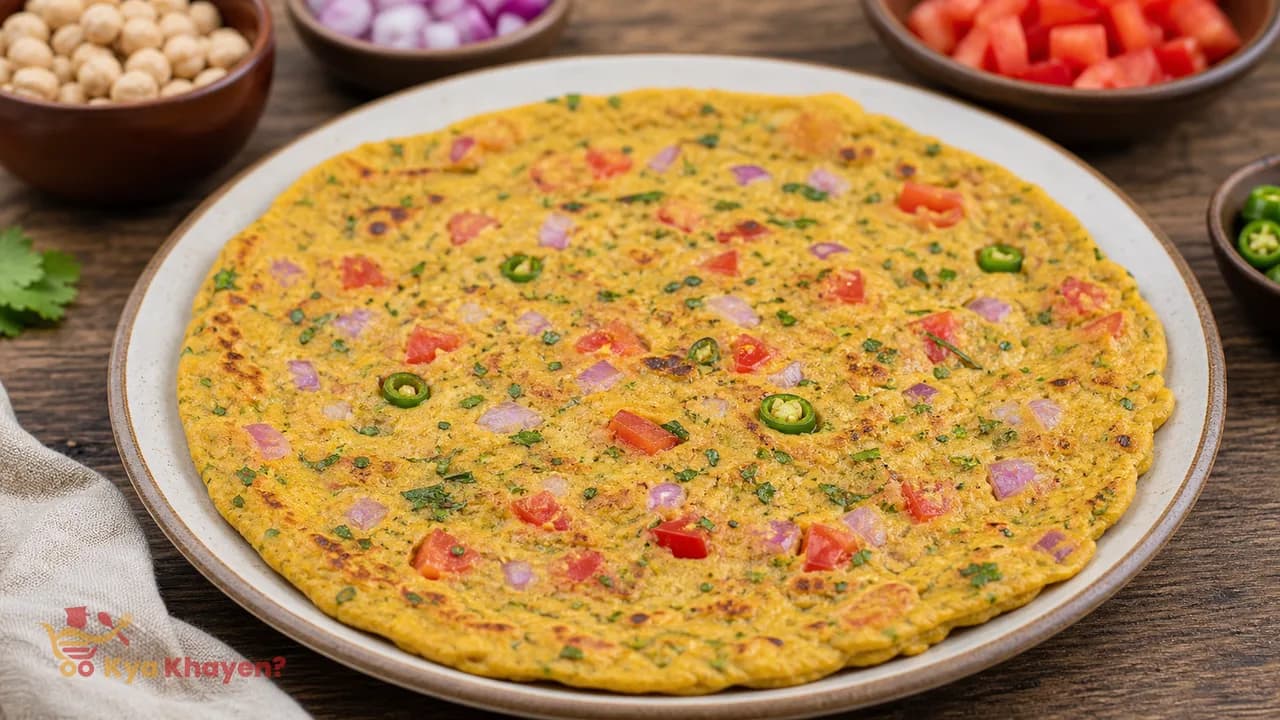 Besan Cheela (Add Chopped Onion and Tomato)