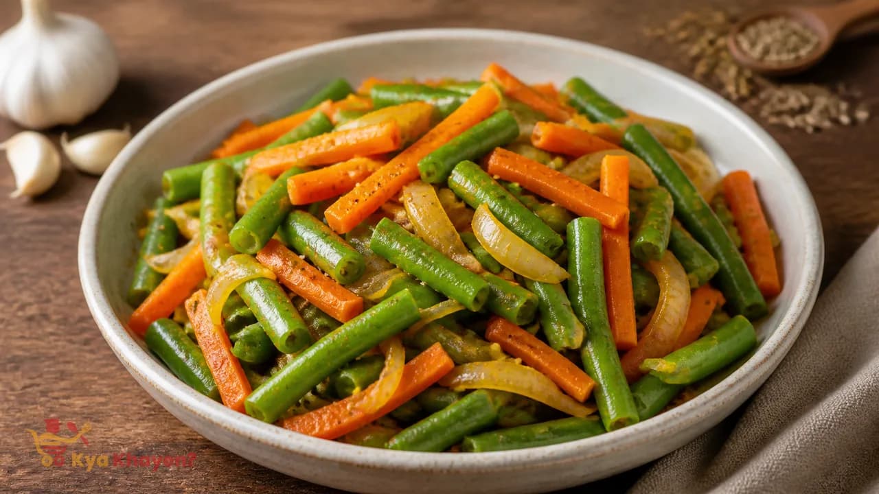 Saute Beans, Carrot and Onions