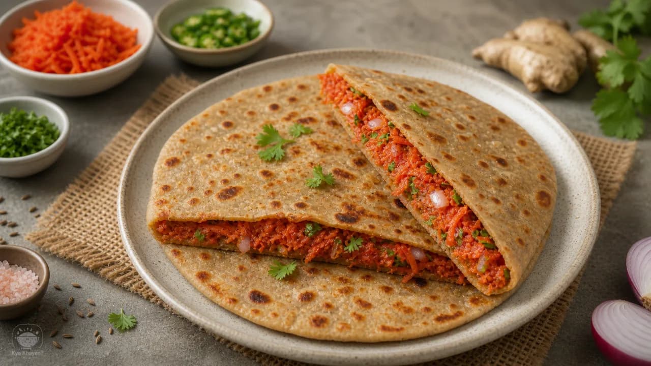 Stuffed Paratha with Carrot Without Oil
