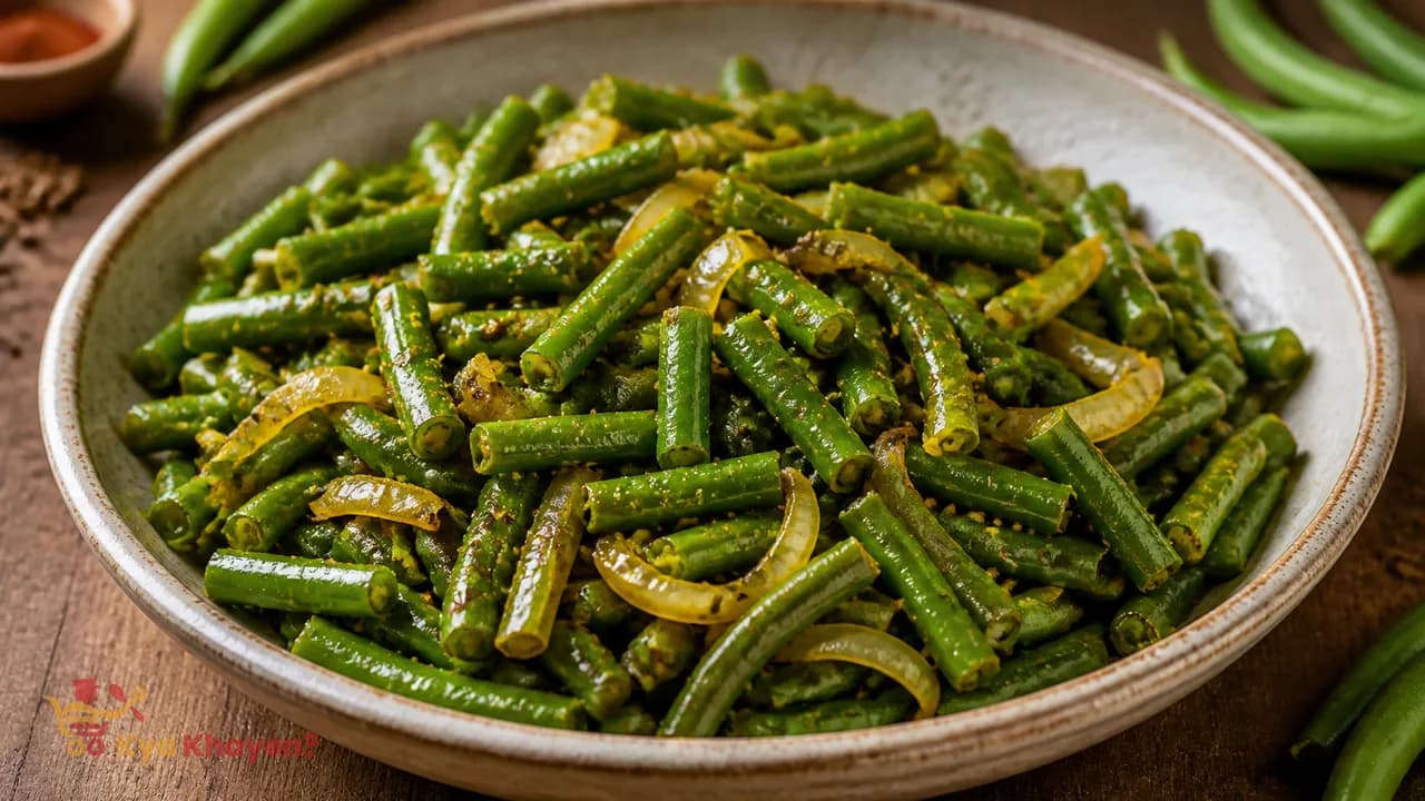 Saute French Beans and Onions