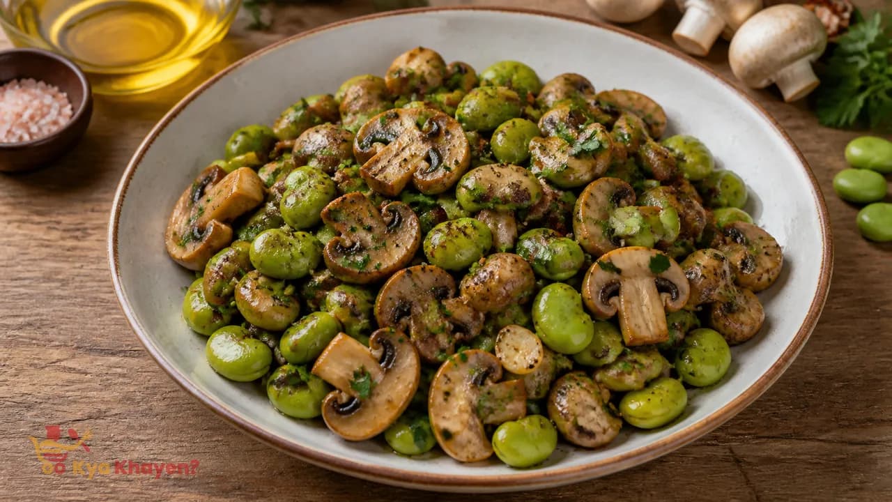 Saute Mushrooms and Broad Beans