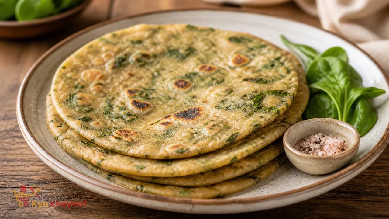 Spinach Wheat Bran Chapati (30% Wheat Bran, 70% Wheat Flour)