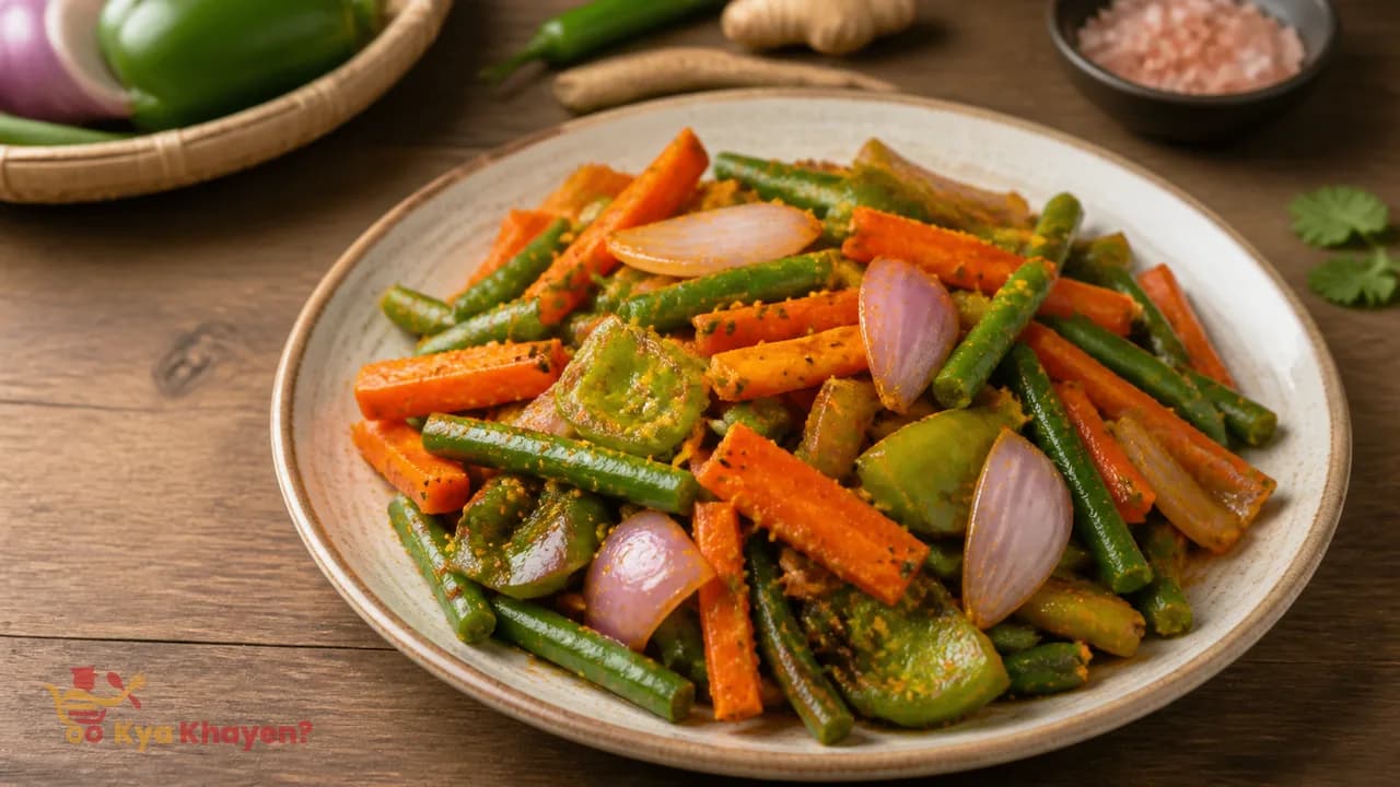 Saute Vegetables (Carrot, Capsicum, Beans, Onion)