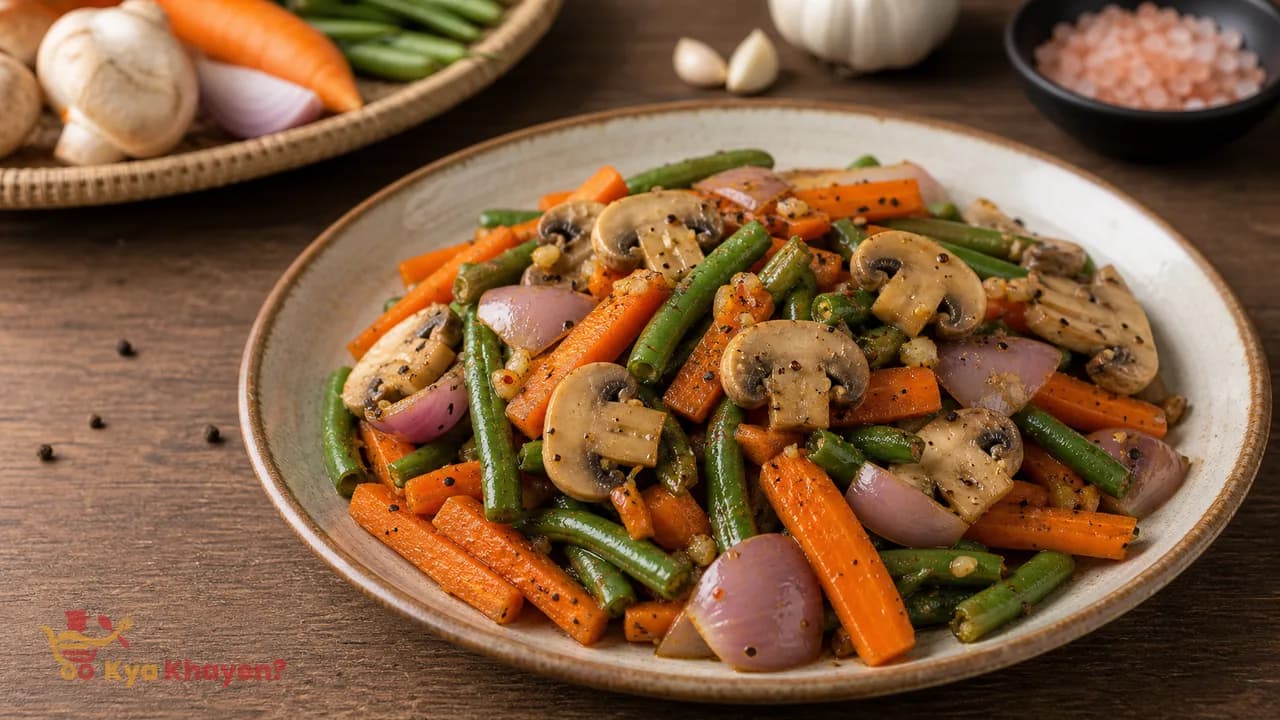 Saute Vegetables (Mushrooms, Carrot, Beans, Onion)