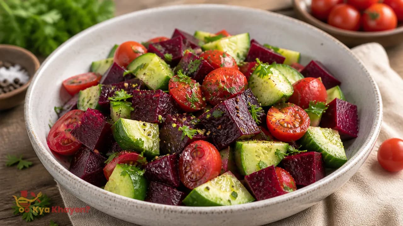 Beetroot Cucumber Salad with Cherry Tomatoes