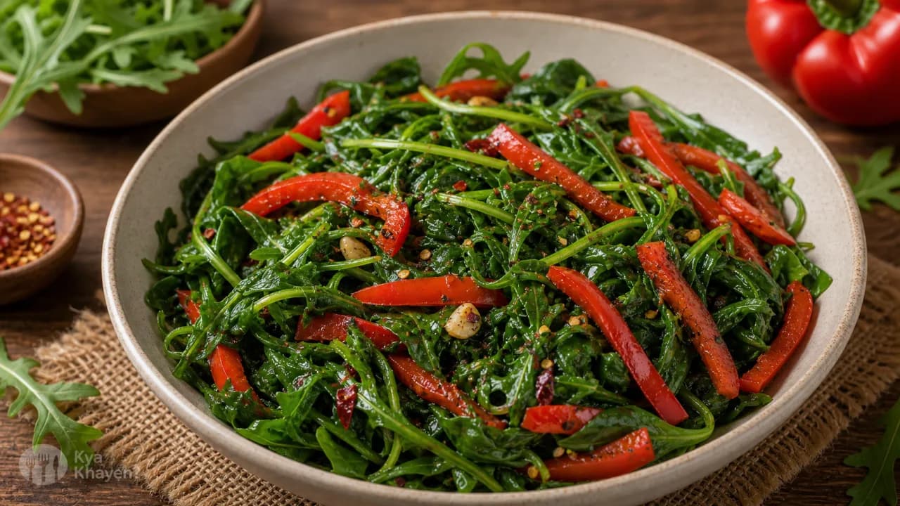 Sauteed Arugula with Red Bell