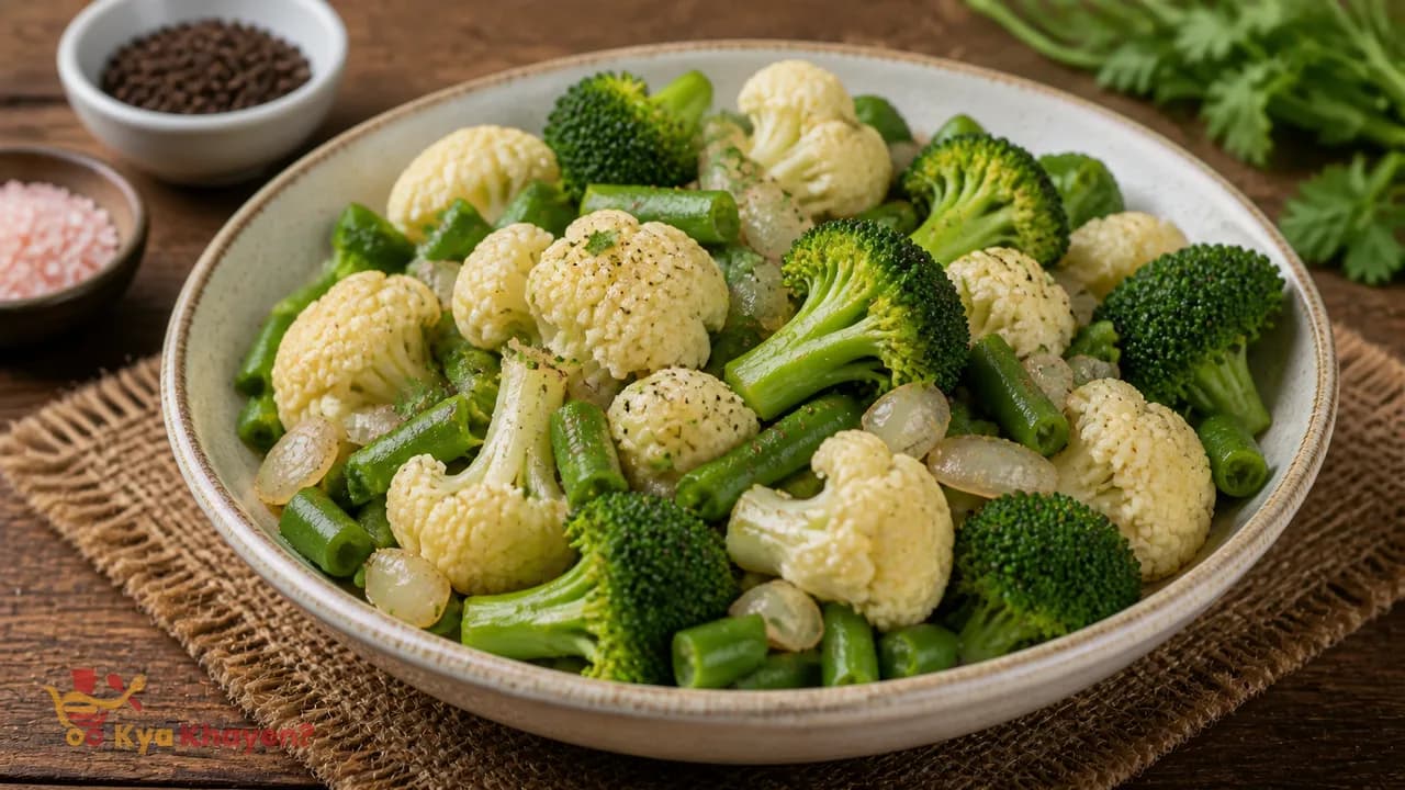Steamed Beans, Cauliflower, Broccoli