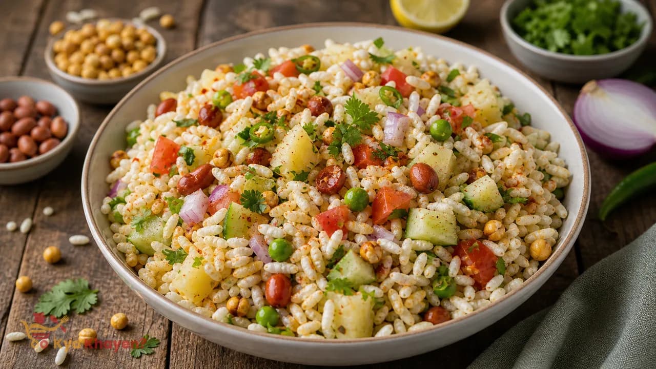Murmura Chaat (Add Boiled Potatoes, Peas, Peanuts, Roasted Chana, Tomatoes and Cucumber)