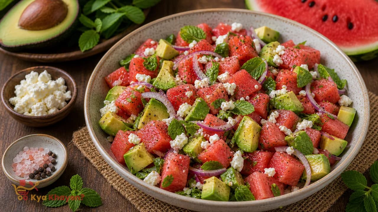 Watermelon Avocado Salad with Feta and Mint