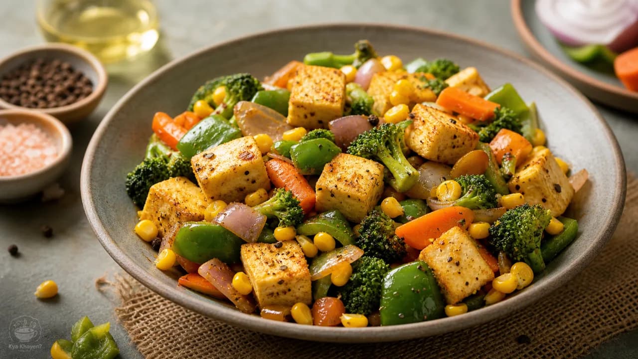 Stir Fry Paneer Corn Vegetable