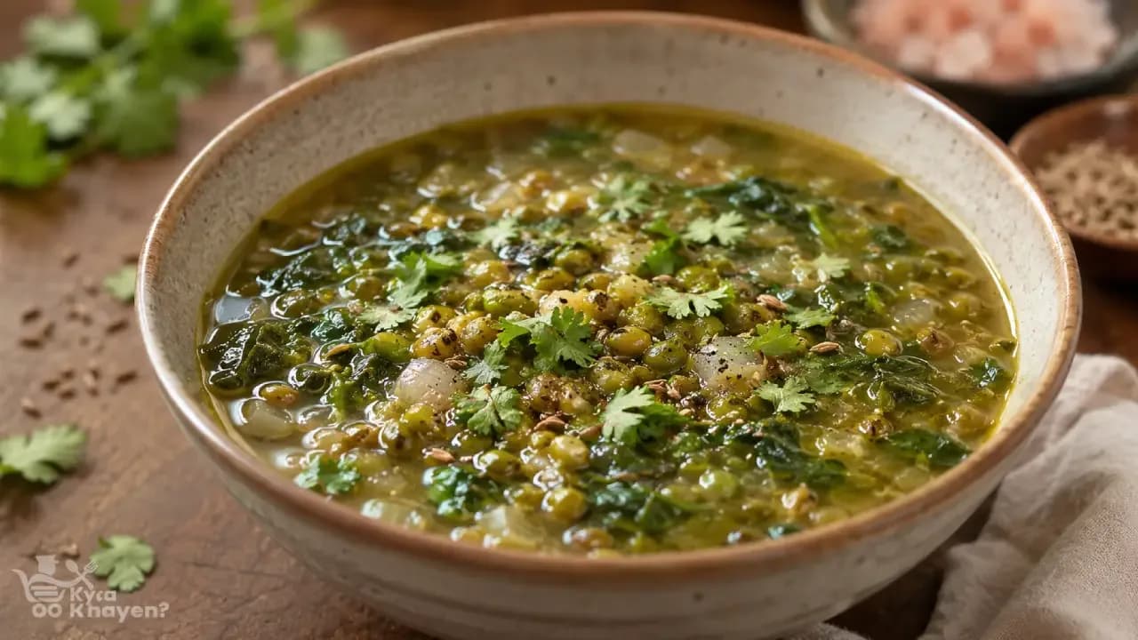 Green Moong Dal Soup with Spinach