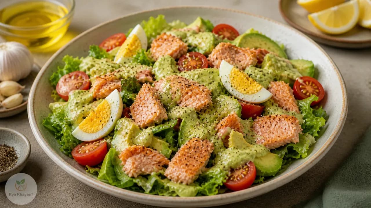 Salmon Salad with Avocado Dressing