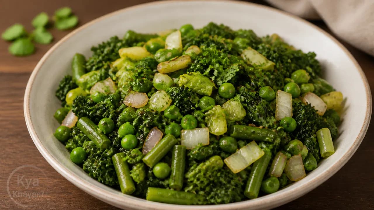 Stir Fried Mix Vegetables (French Beans, Lettuce, Kale and Peas)
