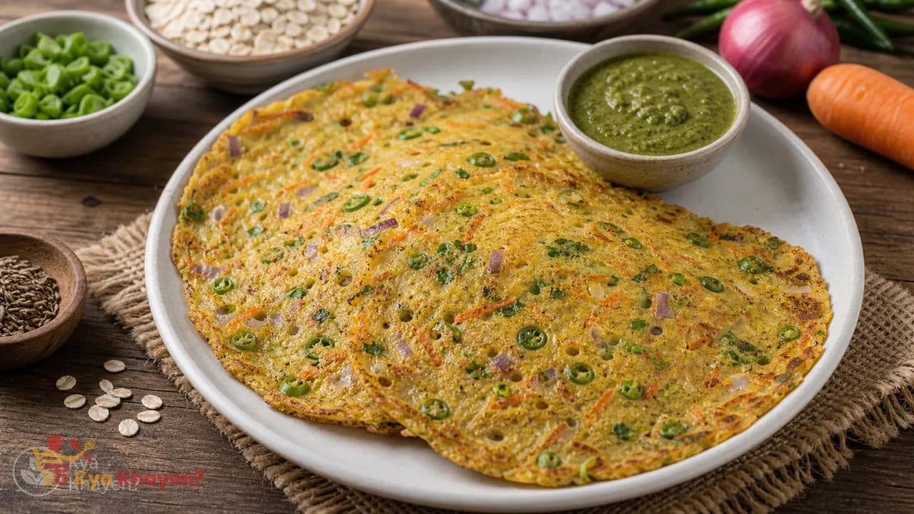 Oats Cheela (Add Chopped Onion, Beans, Carrot)