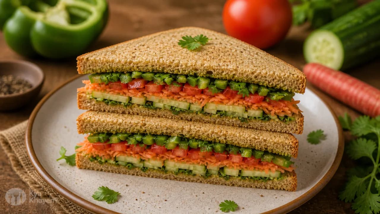 Raw Veg Brown Bread Sandwitch