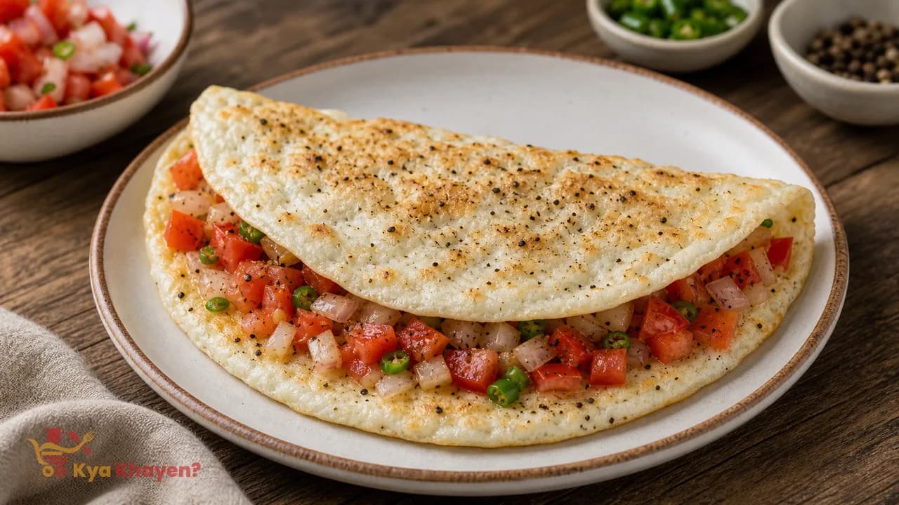 Egg White Omelette Stuffed with Onions and Tomatoes