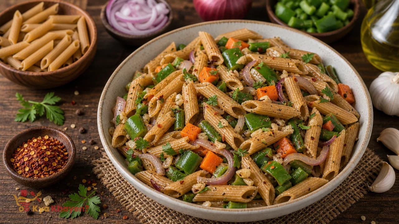 Whole Wheat Vegetable Pasta (Add Onion, Capsicum, Carrot and Beans)