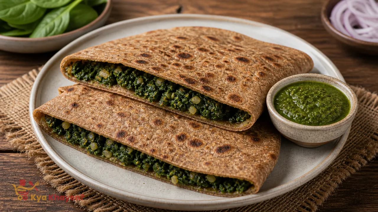 Spinach Stuffed Wheat Bran Chapati (50% Wheat Bran, 50% Wheat Flour)